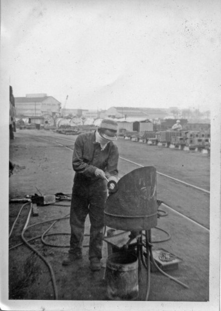 Aub,  Rivet Cook at Waggon Repair Shop 1961. 

                Photo Credit..NIHA Member Steve Ford.  