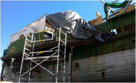 The restoration is in full swing. Work is happening all over the ship. We are on track to have a like-new much more manoeuvrable and powerful attraction on the harbour before this year is out. You are welcome to join us on this exciting journey.

 
