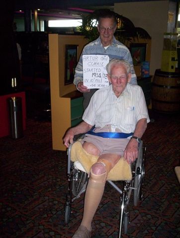 Arthur. 92.5 years young with his carer.  Arthur attended the 2005 reunion.